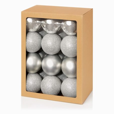 Premier - Baubles Assorted Silver Pack of 24 - Image 2