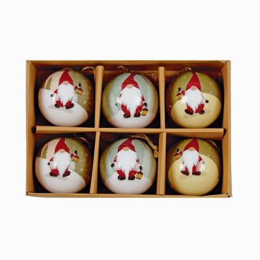 BAUBLES GONK DECOUPAGE 75MM PK6