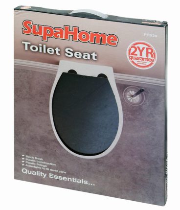 TOILET SEAT BLACK PLASTIC SUPA