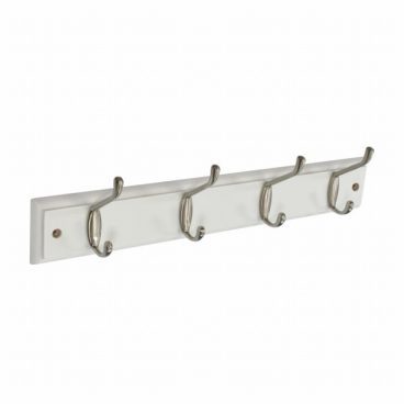 HOOK BAR WHITE 4 HOOK SATIN NICKEL
