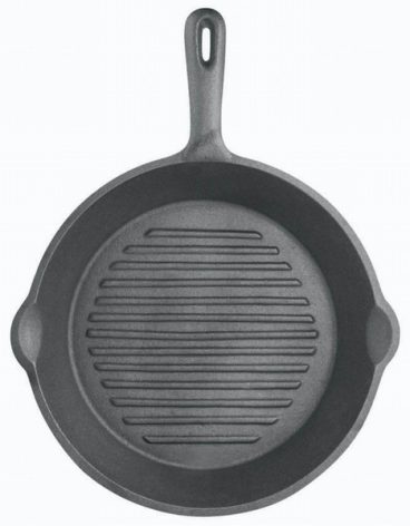 KitchenCraft Deluxe Cast Iron Round Ribbed Grill Pan, 24cm