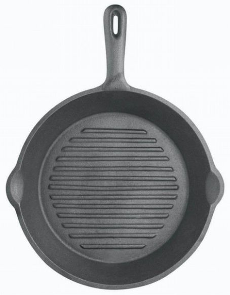 KitchenCraft Deluxe Cast Iron Round Ribbed Grill Pan, 24cm