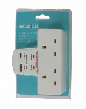 Securlec – Multiway Adaptor – 2Way 13Amp 2USB