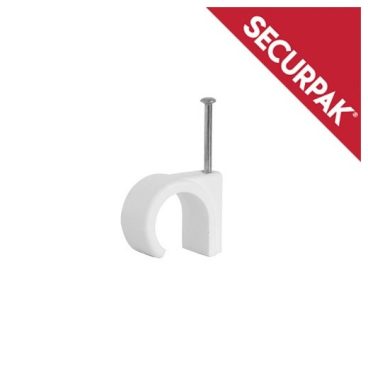 CABLE CLIPS ROUND 10MM WHITE PK15