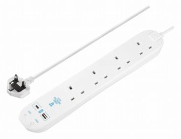 Masterplug – Surge & Switched Extension Lead USB – 4Gang 2Metre