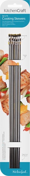 SKEWERS S/S FLAT COOKING 30CM  PK6 K/C