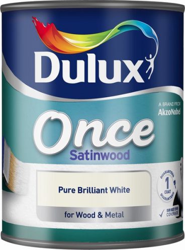 Dulux Once Satinwood Paint – Pure Brilliant White 750ml
