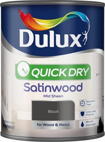 Dulux Quick-Dry Satinwood Paint – Black 750ml