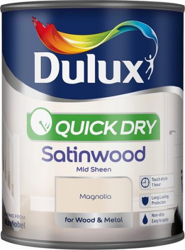 Dulux Quick-Dry Satinwood Paint – Magnolia 750ml