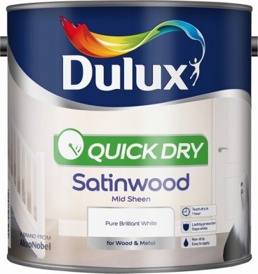 Dulux Quick-Dry Satinwood Paint – Brilliant White 2.5L