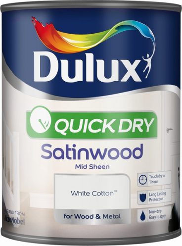 Dulux Quick-Dry Satinwood Paint – White Cotton 750ml