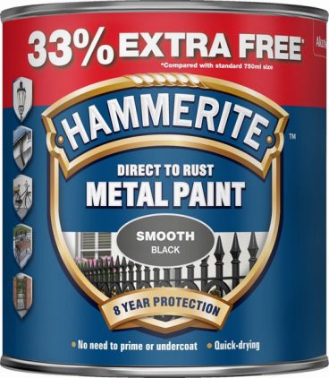 Hammerite Exterior Smooth Metal Paint – Black 750ml +33%