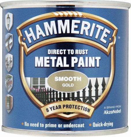 Hammerite Exterior Smooth Metal Paint - Gold 250ml