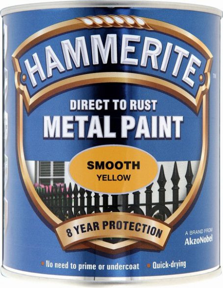 Hammerite Exterior Smooth Metal Paint - Yellow 750ml