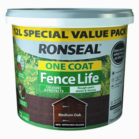 Ronseal Fence Life One Coat - Medium Oak 12L
