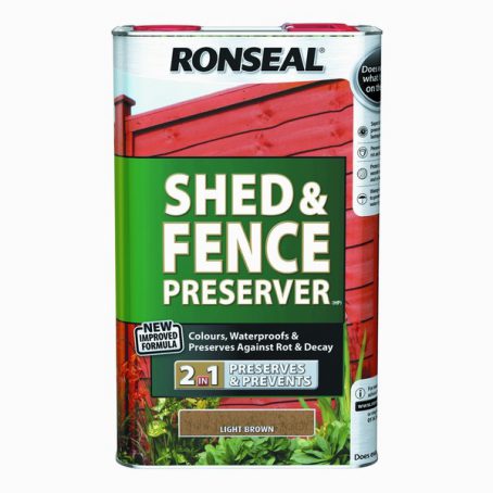 Ronseal Shed & Fence Preserver - Light Brown 5L