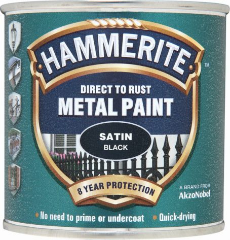 Hammerite Exterior Satin Metal Paint - Black 250ml