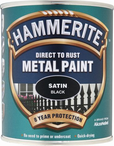 Hammerite Exterior Satin Metal Paint – Black 750ml