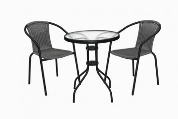 SupaGarden – Rattan Bistro Set Grey/Black