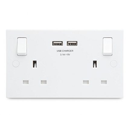 Masterplug - Switched Socket & USB - 2Gang 2USB