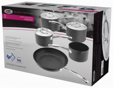 Stellar – Hard Anodised Saucepan Set of 5