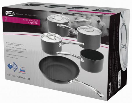 Stellar - Hard Anodised Saucepan Set of 5