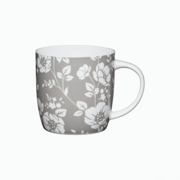 BONE CHINA BARREL MUG GREY FLORAL