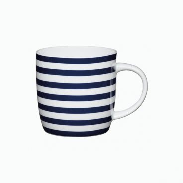 BONE CHINA BARREL MUG NAUTICAL STRIPE BLUE