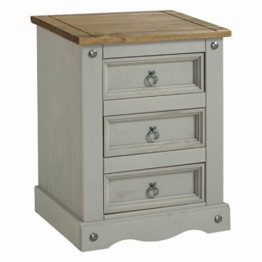 CORONA GREY BEDSIDE 3 DRAWER CRG511