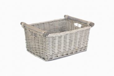 GREY WASH STORAGE BASKET W/HANDLE XL