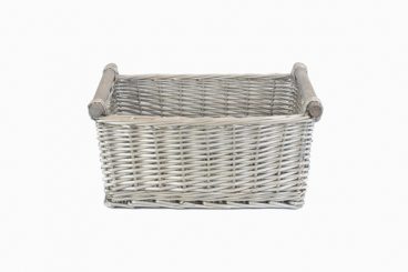 GREY WASH STORAGE BASKET W/HANDLE SML