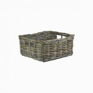 RATTAN SQUARE STORAGE TRAY GREY*