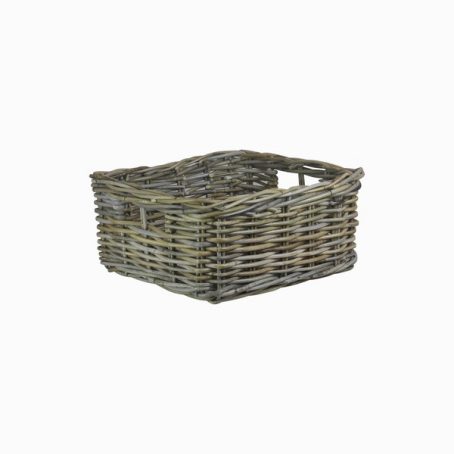 RATTAN SQUARE STORAGE TRAY GREY*