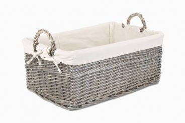 SHALLOW ANTIQUE WASH LINED BASKET LRGE