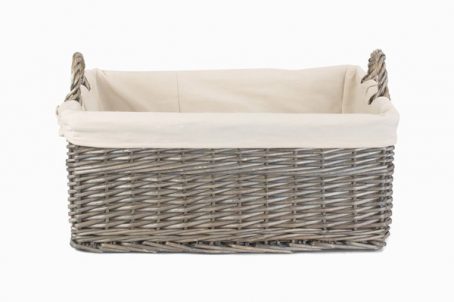 SHALLOW ANTIQUE WASH LINED BASKET LRGE - Image 3