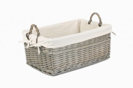 SHALLOW ANTIQUE WASH LINED BASKET MED