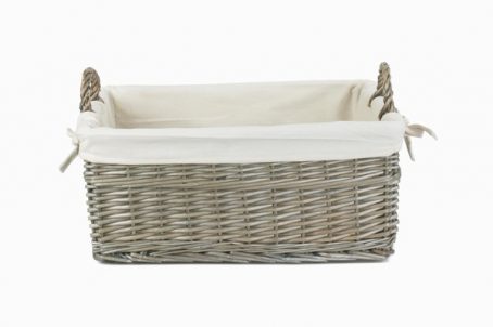 SHALLOW ANTIQUE WASH LINED BASKET MED - Image 3