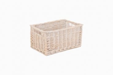 WHITE WASH WILLOW STORAGE BASKET MED