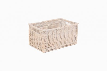 WHITE WASH WILLOW STORAGE BASKET MED