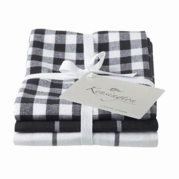Stow Green – Tea Towel Kensington Flat Cotton Black – 3Pack