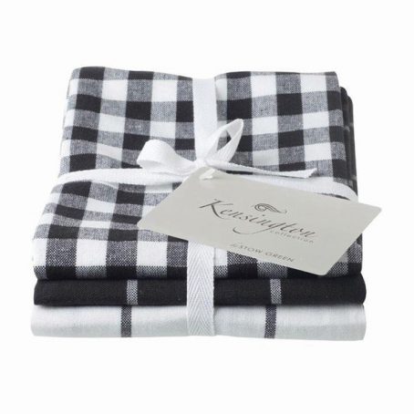 Stow Green - Tea Towel Kensington Flat Cotton Black - 3Pack