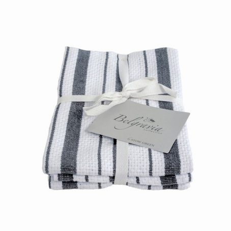 Stow Green - Tea Towel Belgravia Basket Weave Grey - 2Pack
