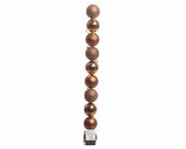 Plain Shatterproof Baubles Pack 10 60mm Rose Gold Mix