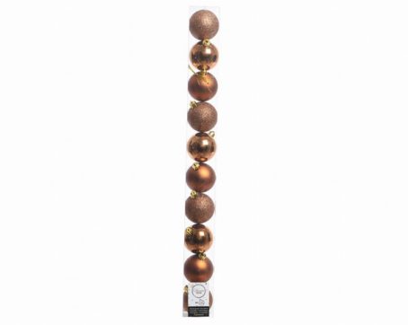 Plain Shatterproof Baubles Pack 10 60mm Rose Gold Mix
