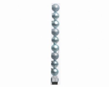Plain Shatterproof Baubles Pack 10 60mm Blue Mist Mix