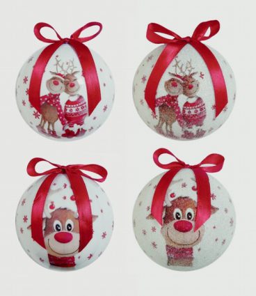 Premier – Baubles Assorted Reindeer Design 75mm (6 FOR £9)