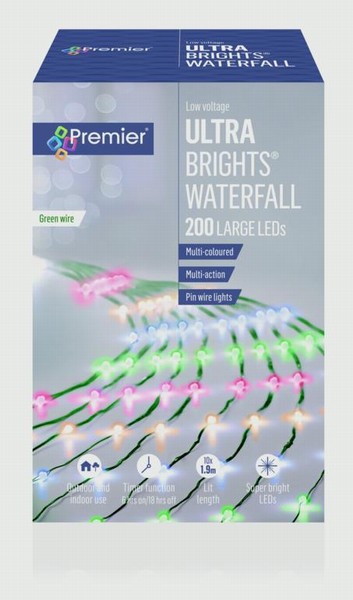 Premier – 200 LED Waterfall Lights Multi Coloured 1.9M