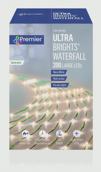 Premier – 200 LED Waterfall Lights Warm 1.9M