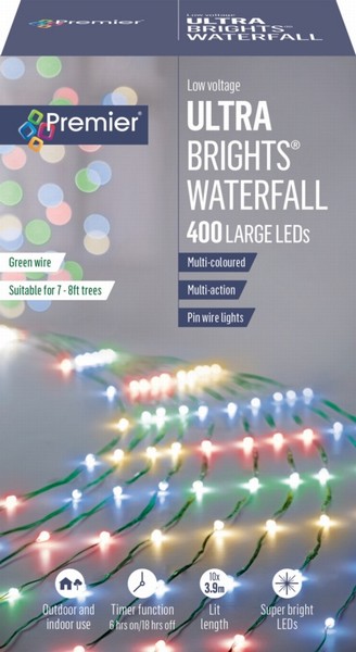 Premier – 400 LED Waterfall Lights Multi Coloured 2.5M