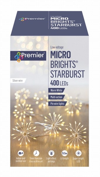 Premier – 400 LED Starburst Lights Warm 9.5M